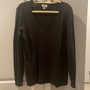 Old Navy Sparkly Black Classic V-Neck Sweater